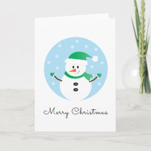 Carte Joyeux Noël Bonhomme de Neige Flocons de Neige