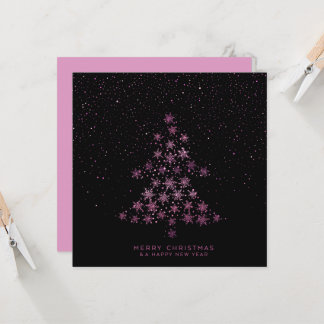 Carte Joyeux Noël Bonne Année Flocon de Neige Arbre