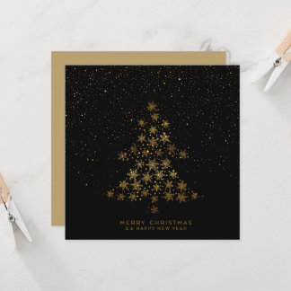 Carte Joyeux Noël Bonne Année Flocon de Neige Arbre