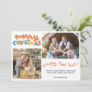 Carte Joyeux Noël Bonne année Photo de famille