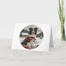 Joyeux Noël Bordure Collie Chien Snowman