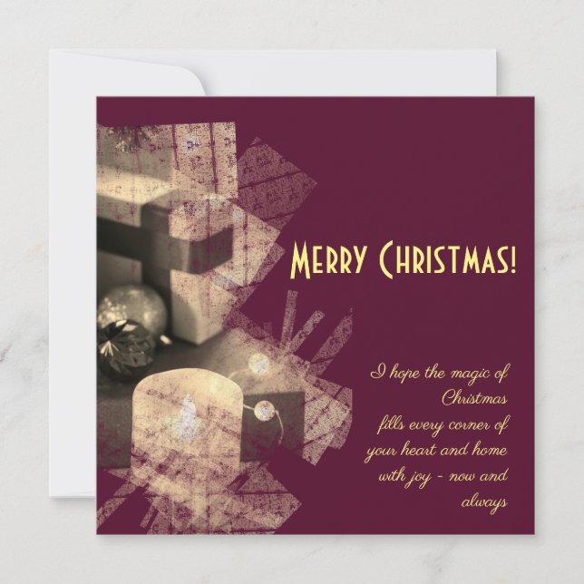 Carte Joyeux Noël - bougies cubes et cadeaux (Devant)