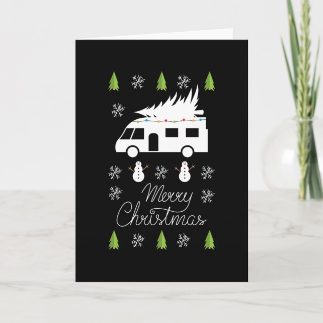 Carte Joyeux Noël cadeau de camping-car de fête (Devant)