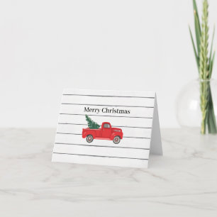 Carte Joyeux Noël Camion Rouge Arbre de Noël