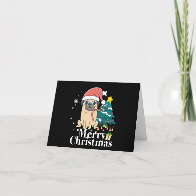 Carte Joyeux Noël Carlin chien arbre de Noël (Devant)