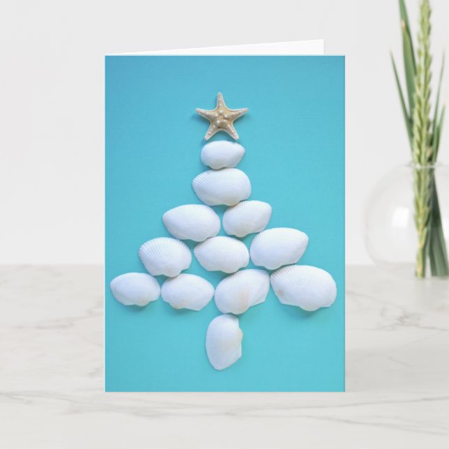 Carte Joyeux Noël - Coquillage Arbre de Noël (Devant)