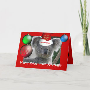 Carte Joyeux Noël d'Australie Chapeau Koala