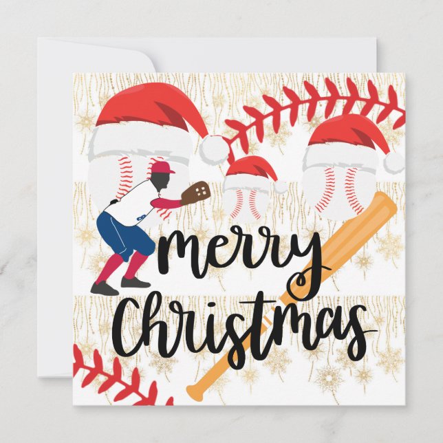 Carte Joyeux Noël de baseball (Devant)