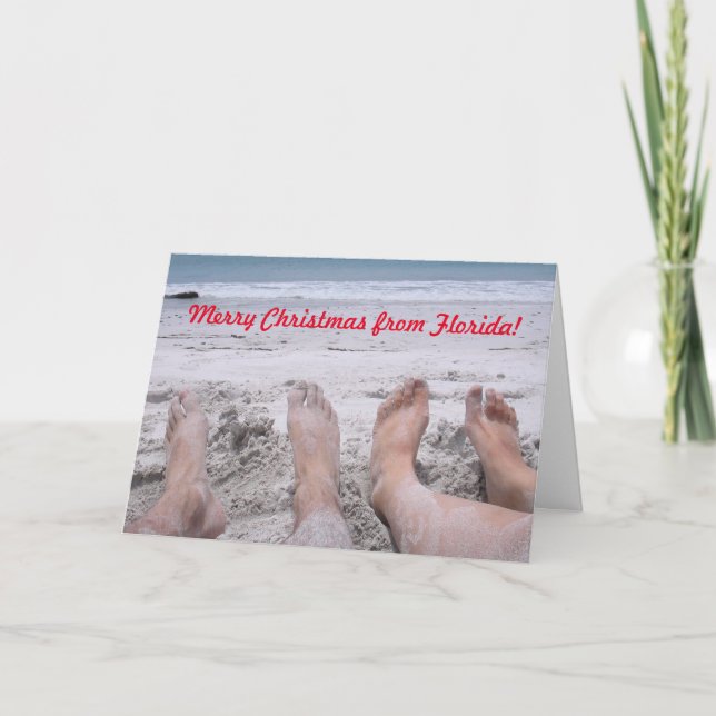 Carte Joyeux Noël de Floride drôle plage de vacances (Devant)