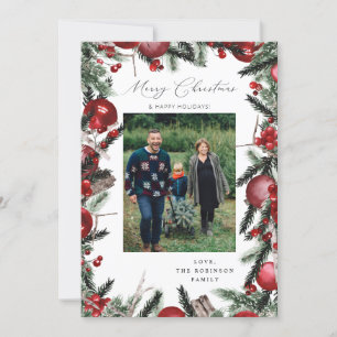 Carte Joyeux Noël de l'ornement rouge Photo 2