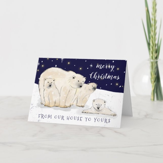 Carte Joyeux Noël de notre famille d'ours à votre (Devant)