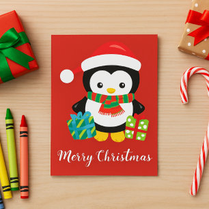 Carte Joyeux Noël de Pingouin mignon