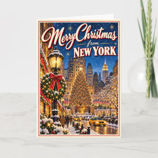 Carte Joyeux Noël depuis New York Vintage NYC Fêtes 
