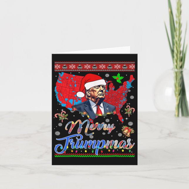 Carte Joyeux Noël Donald Trump Père Noël Famille Noël (Devant)