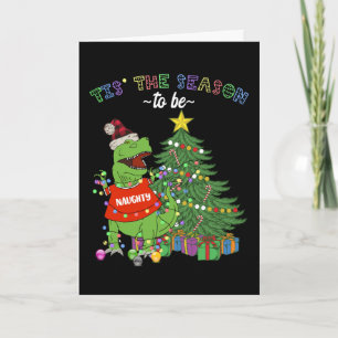 Carte Joyeux Noël drôle Naughty Dinosaur