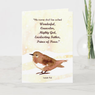 Carte Joyeux Noël Écriture Isaiah Winter Bird