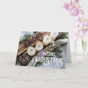 Carte Joyeux Noël élégant couronne de Noël bougies