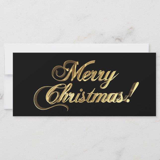 Carte Joyeux Noël Elégant Faux Gold Foil sur noir (Devant)