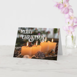 Carte Joyeux Noël élégante cierges de couronne de Noël
