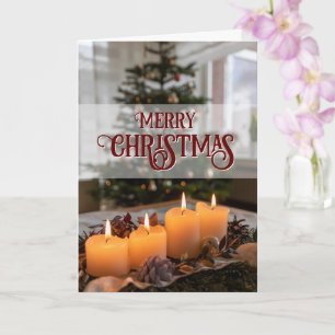 Carte Joyeux Noël élégante couronne d'arbre de Noël