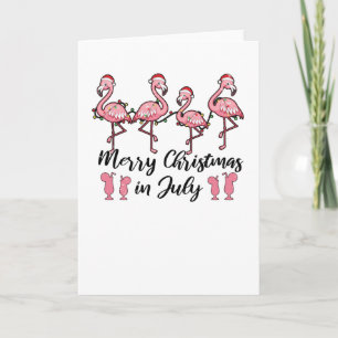 Carte Joyeux Noël En Juillet Flamant rose Été Cocktail