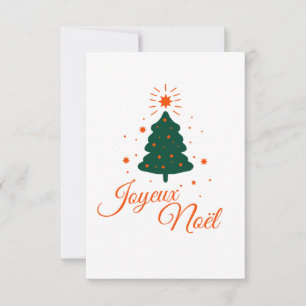Carte Joyeux Noël en rouge : sapin classique et joyeux