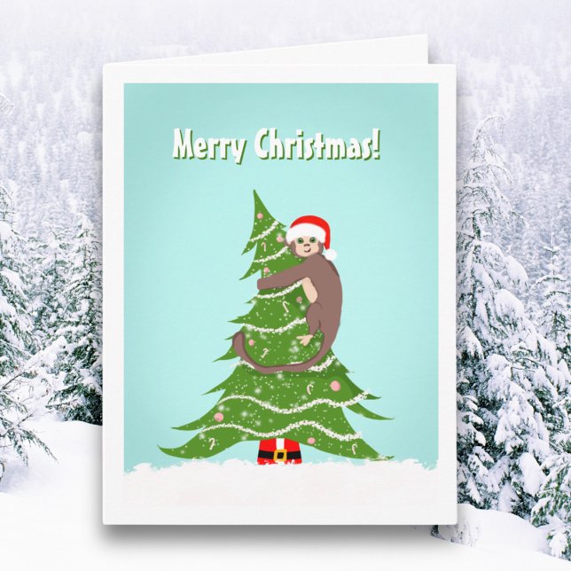 Carte Joyeux Noël Escalade de singe (Créateur téléchargé)