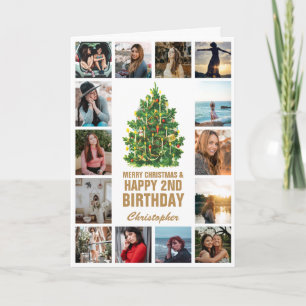 Carte Joyeux Noël et 2e Joyeux Anniversaire Photo