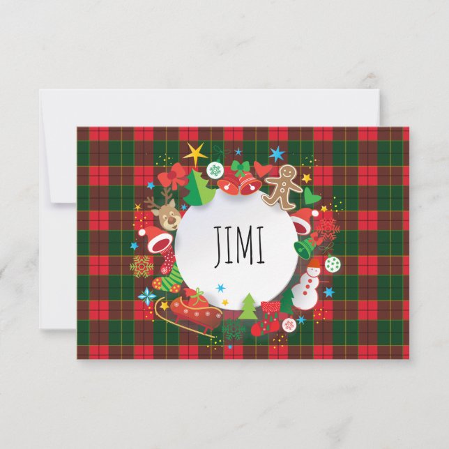 Carte Joyeux Noël et Bonne Année ! Motif écossais (Devant)