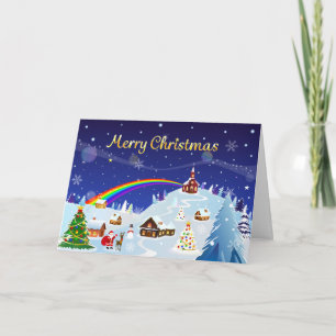 Carte Joyeux Noël et Rainbow Père Noël