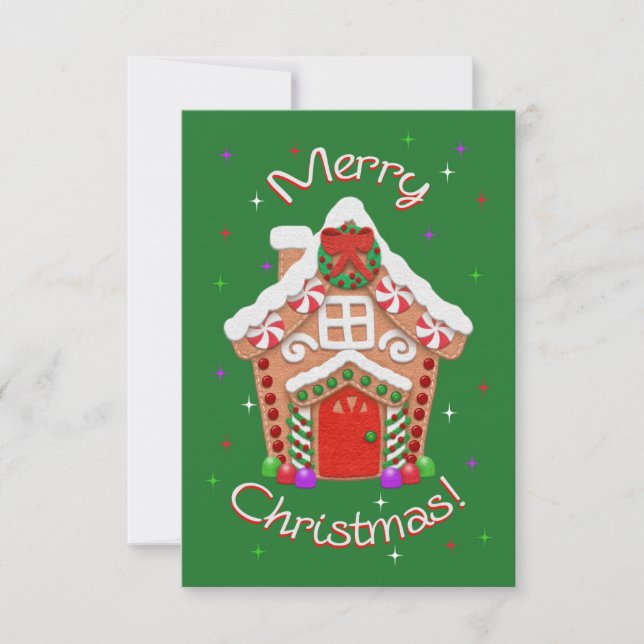 Carte Joyeux Noël ! Faux Felt Maison en pain d'épices (Devant)