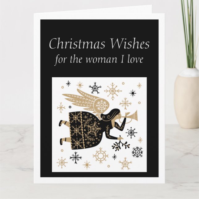 Carte Joyeux Noël Femme que j'aime Ange spécial (Devant)