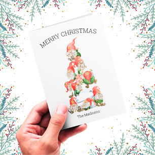 Carte Joyeux Noël Funny Gnomes Tree Holiday