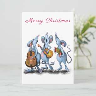 Carte Joyeux Noël - Funny Romantic Mouse Band - Amusant