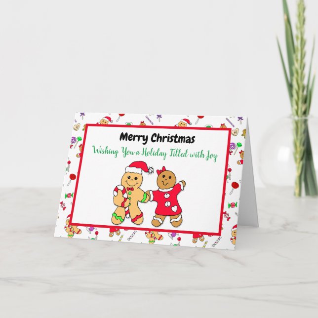 Carte Joyeux Noël Gingerbread Man Holiday Recette (Devant)