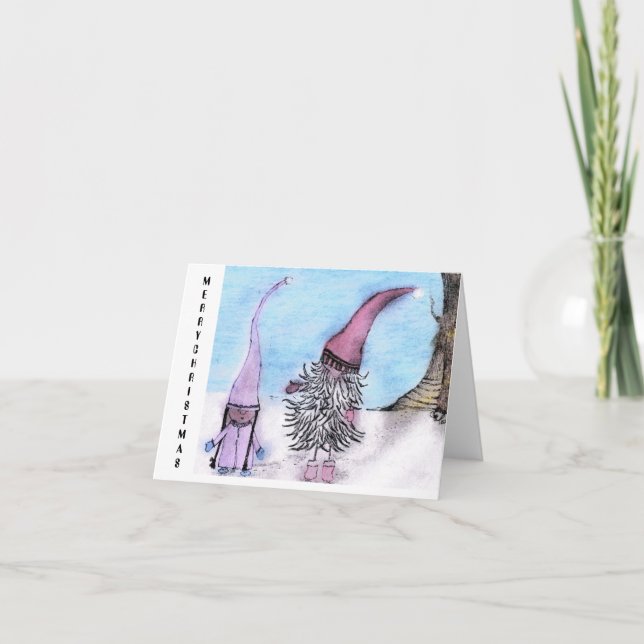 Carte Joyeux Noël Gnomes (Devant)