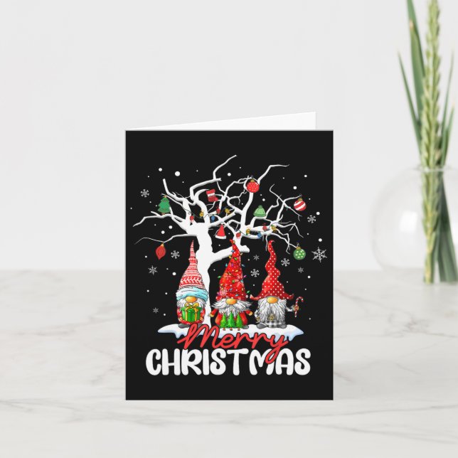 Carte Joyeux Noël Gnomes Noël Famille Hommes Femmes Enfa (Devant)