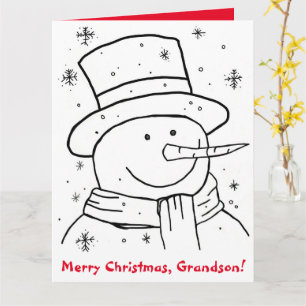 Carte Joyeux Noël Grand-fils Snowman Coloriage Livre