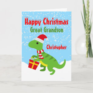 Carte Joyeux Noël Grand Petit-fils Dinosaur T Rex