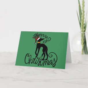 Carte Joyeux Noël Greyhound Reinder