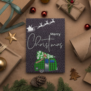 Carte JOYEUX NOËL Happy Holiday MCM Camper
