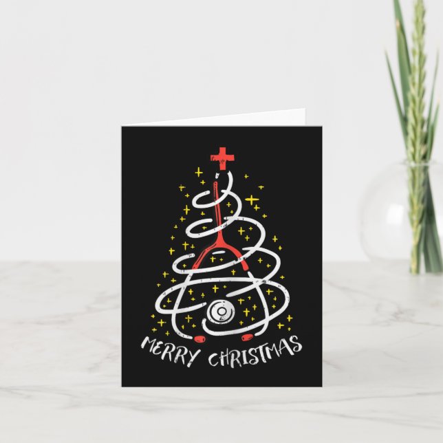 Carte Joyeux Noël Infirmière Xmas Scrub Top Femmes Steth (Devant)