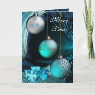Carte Joyeux Noël Jade Blue Balls