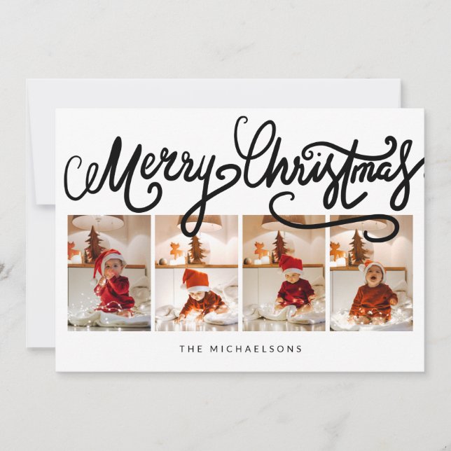 Carte JOYEUX NOËL Joyeuses Fêtes Ajouter Vos Photos (Devant)