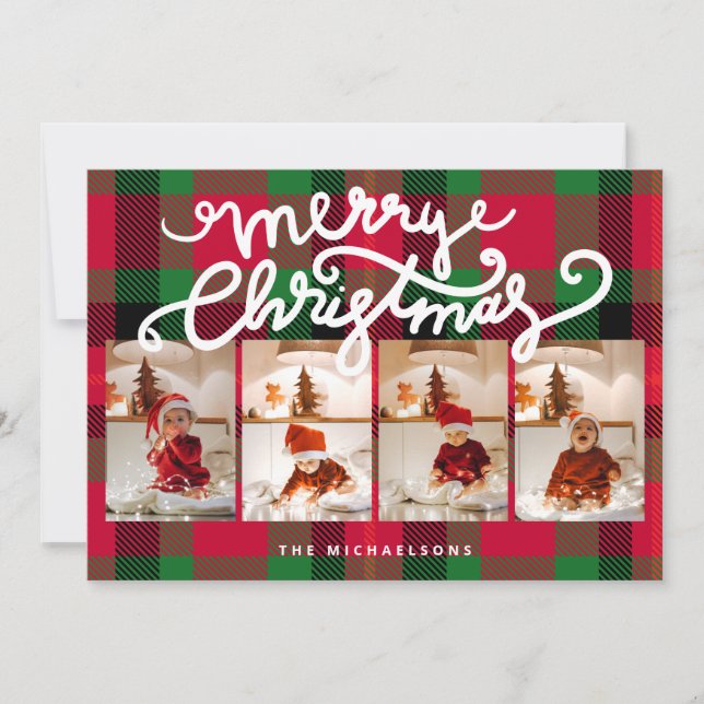 Carte JOYEUX NOËL Joyeuses Fêtes Ajouter Vos Photos (Devant)