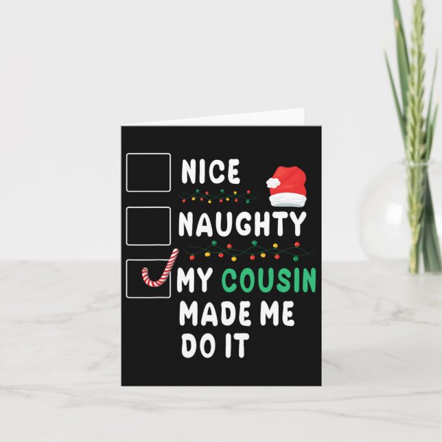 Carte Joyeux Noël Joyeux Joyeux Naughty Mon Cousin M'A F (Devant)