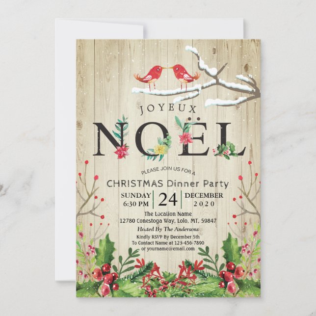 Carte Joyeux Noel Joyeux Noël Nouvel An Dîner (Devant)