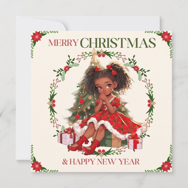 Carte Joyeux Noël & Joyeux Nouvel An Black Girl Magic (Devant)