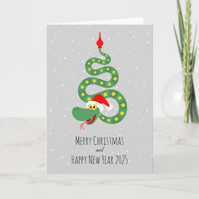 Carte Joyeux Noël Joyeux Nouvel An Serpent 2025 (Devant)