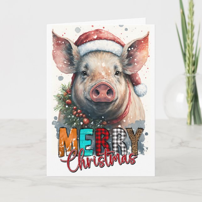 Carte Joyeux Noël Joyeux Père Noël PIG Card (Devant)